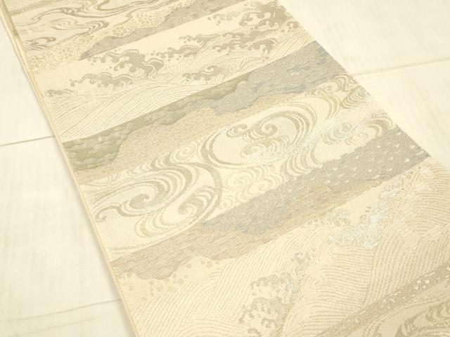 平和屋着物＊夏物 六通柄袋帯 流水文 金銀糸 正絹 逸品 DAAX5599cm