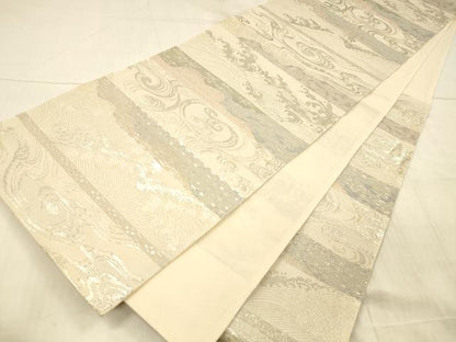 平和屋着物＊夏物 六通柄袋帯 流水文 金銀糸 正絹 逸品 DAAX5599cm