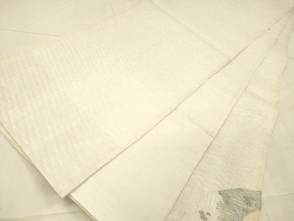 平和屋着物＊夏物 太鼓柄袋帯 草葉文 銀糸 正絹 逸品 DAAX5604cm