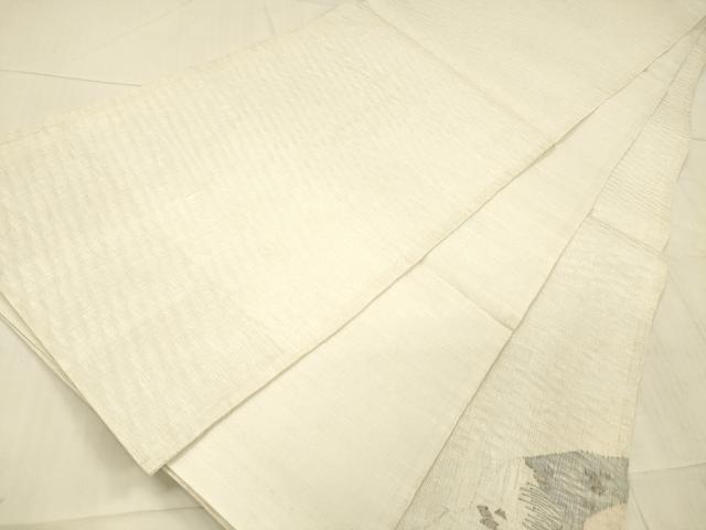 平和屋着物＊夏物 太鼓柄袋帯 草葉文 銀糸 正絹 逸品 DAAX5604cm