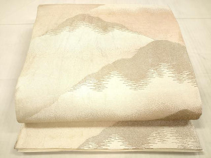 平和屋着物＊夏物 六通柄袋帯 遠山文 銀糸 正絹 逸品 DAAX5605cm