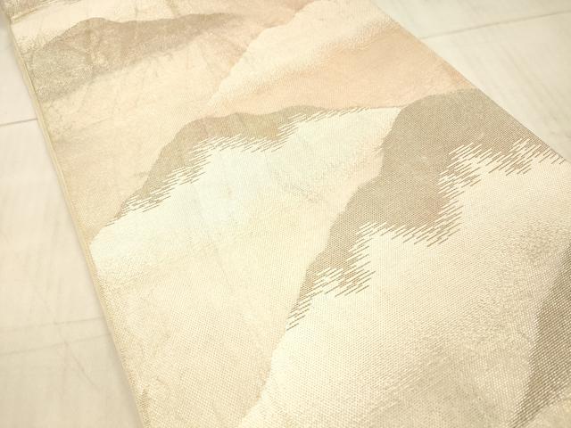 平和屋着物＊夏物 六通柄袋帯 遠山文 銀糸 正絹 逸品 DAAX5605cm