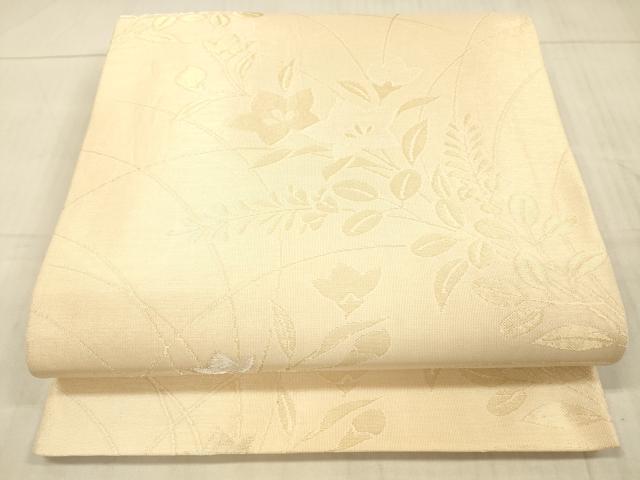 平和屋着物＊夏物 六通柄袋帯 草花文 金銀糸 正絹 逸品 DAAX5606cm