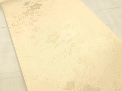 平和屋着物＊夏物 六通柄袋帯 草花文 金銀糸 正絹 逸品 DAAX5606cm