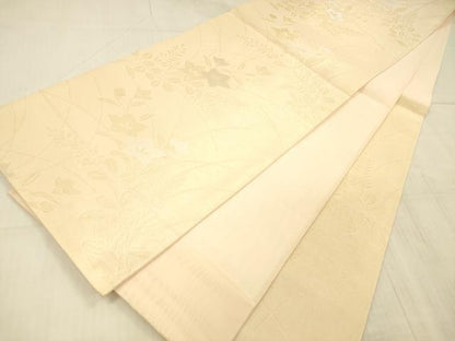 平和屋着物＊夏物 六通柄袋帯 草花文 金銀糸 正絹 逸品 DAAX5606cm