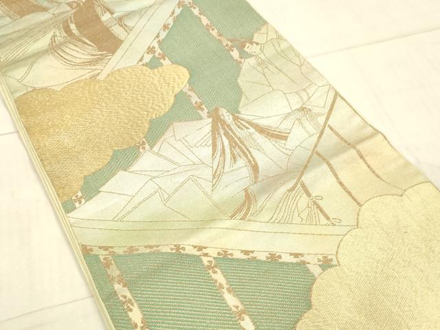 平和屋着物●西陣　川島織物　六通柄　本袋帯　人物文　金糸　正絹　逸品　DAAX5609cm
