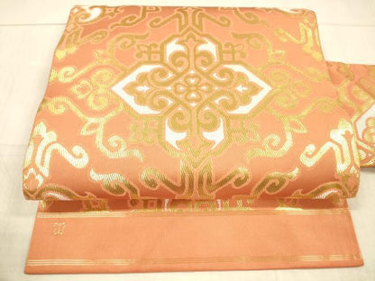 平和屋着物●西陣 川島織物 九寸名古屋帯 抽象花文 金糸 正絹 逸品 DAAX5619cm