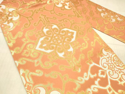平和屋着物●西陣 川島織物 九寸名古屋帯 抽象花文 金糸 正絹 逸品 DAAX5619cm