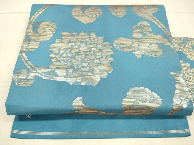 平和屋着物●西陣 川島織物 九寸名古屋帯 花唐草文 金糸 正絹 逸品 DAAX5621cm