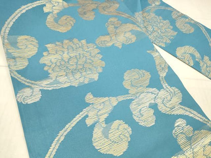 平和屋着物●西陣 川島織物 九寸名古屋帯 花唐草文 金糸 正絹 逸品 DAAX5621cm