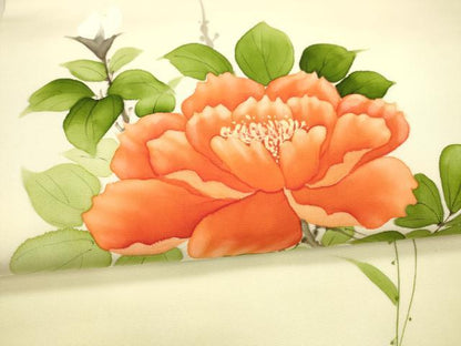 平和屋着物●塩瀬　内山晴祥　手描き　九寸名古屋帯　枝花文　正絹　逸品　DAAX5650cm