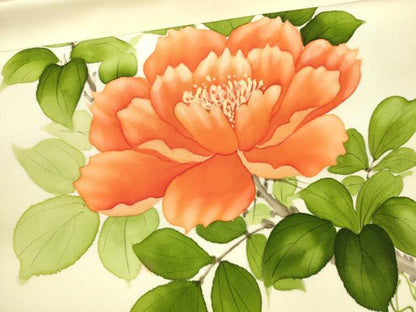 平和屋着物●塩瀬　内山晴祥　手描き　九寸名古屋帯　枝花文　正絹　逸品　DAAX5650cm