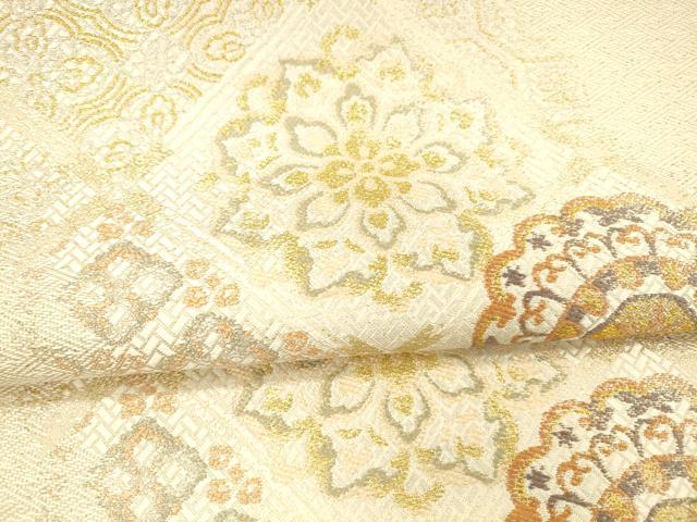 平和屋着物●六通柄袋帯 佐賀葵織 正倉院花文 金糸 正絹 逸品 DAAX5653cm