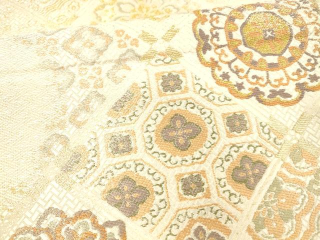 平和屋着物●六通柄袋帯 佐賀葵織 正倉院花文 金糸 正絹 逸品 DAAX5653cm