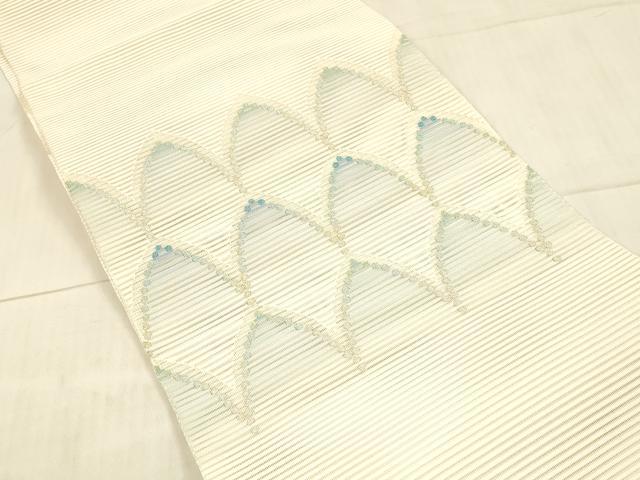 平和屋着物＊夏物　絽綴れ　八寸名古屋帯　抽象文様　金糸　正絹　逸品　DAAX5670cm