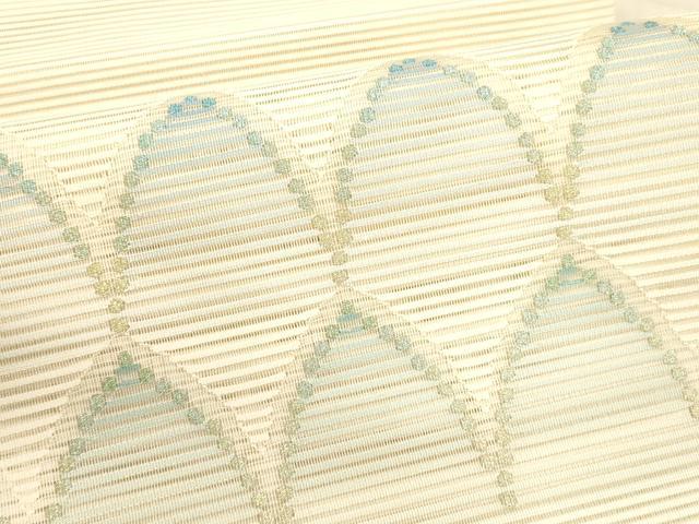 平和屋着物＊夏物　絽綴れ　八寸名古屋帯　抽象文様　金糸　正絹　逸品　DAAX5670cm