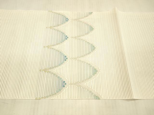 平和屋着物＊夏物　絽綴れ　八寸名古屋帯　抽象文様　金糸　正絹　逸品　DAAX5670cm