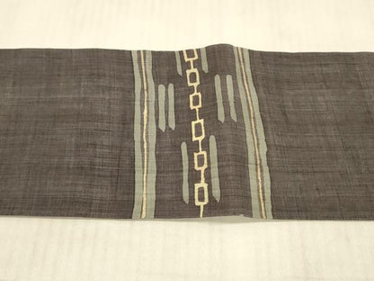 平和屋着物＊夏物 九寸名古屋帯 ろうけつ染め 抽象間道 麻 逸品 DAAX5673cm