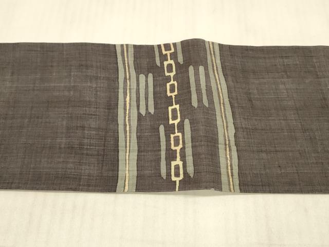 平和屋着物＊夏物 九寸名古屋帯 ろうけつ染め 抽象間道 麻 逸品 DAAX5673cm