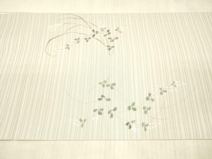 平和屋着物＊夏物 変わり絽塩瀬 九寸開き名古屋帯 手描き 草葉文 蛍 銀彩 正絹 逸品 DAAX5675cm