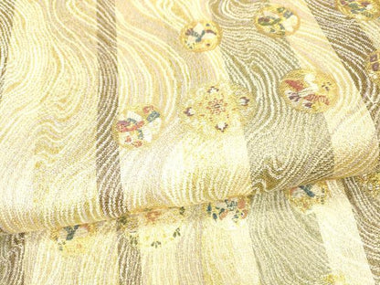 平和屋着物＊夏物 六通柄袋帯 花鳥文 金糸 正絹 逸品 DAAX5677cm