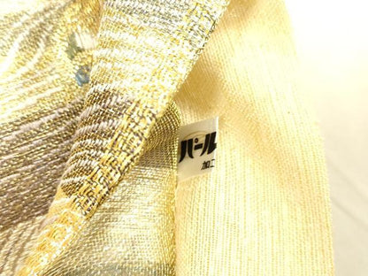 平和屋着物＊夏物 六通柄袋帯 花鳥文 金糸 正絹 逸品 DAAX5677cm