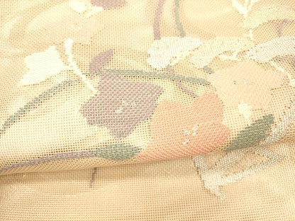平和屋着物＊夏物 太鼓柄袋帯 流水籬草花文 金銀糸 正絹 逸品 DAAX5679cm