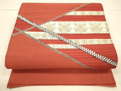 平和屋着物＊夏物 絽綴れ 八寸名古屋帯 駒刺繍 草花文 金銀糸 正絹 逸品 DAAX5682cm