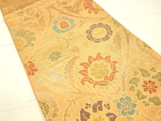 平和屋着物＊夏物 六通柄袋帯 草花文 金糸 正絹 逸品 DAAX5688cm