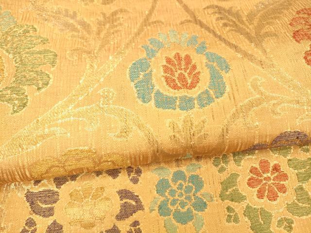 平和屋着物＊夏物 六通柄袋帯 草花文 金糸 正絹 逸品 DAAX5688cm