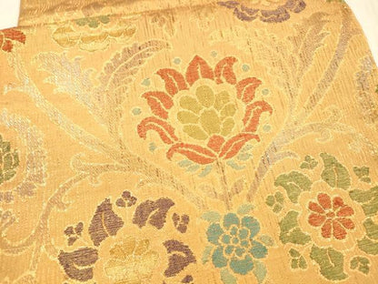 平和屋着物＊夏物 六通柄袋帯 草花文 金糸 正絹 逸品 DAAX5688cm
