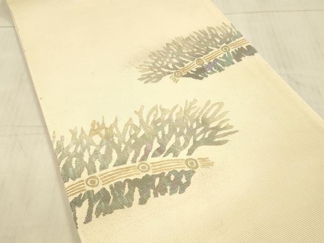 平和屋着物＊夏物 太鼓柄袋帯 螺鈿箔 籬文 銀糸 正絹 逸品 DAAX5689cm