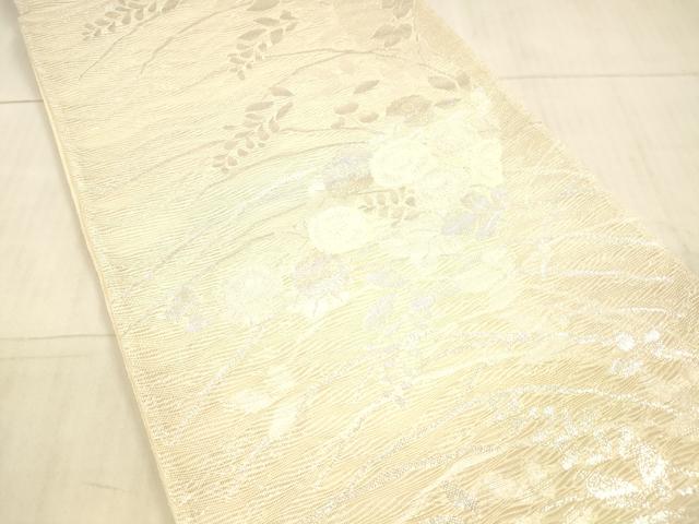 平和屋着物＊夏物 六通柄袋帯 草花文 銀糸 正絹 逸品 DAAX5691cm