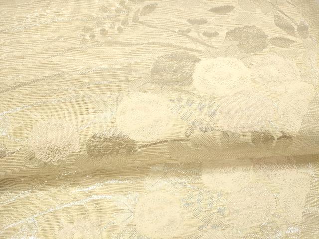 平和屋着物＊夏物 六通柄袋帯 草花文 銀糸 正絹 逸品 DAAX5691cm