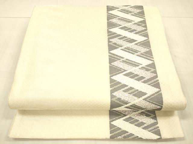 平和屋着物＊夏物 六通柄袋帯 抽象間道 銀糸 正絹 逸品 DAAX5692cm