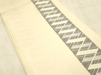 平和屋着物＊夏物 六通柄袋帯 抽象間道 銀糸 正絹 逸品 DAAX5692cm