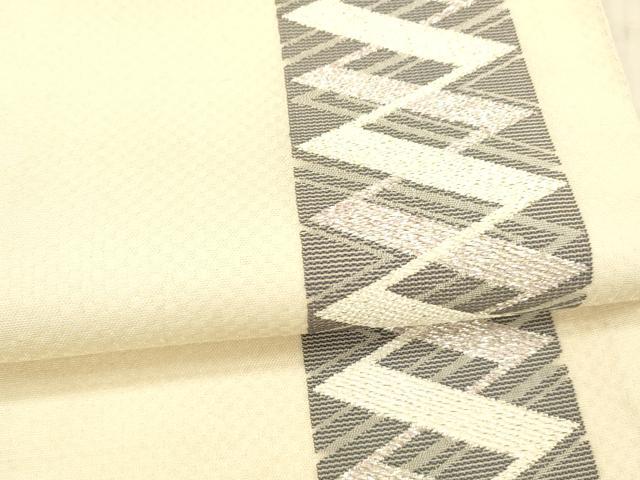 平和屋着物＊夏物 六通柄袋帯 抽象間道 銀糸 正絹 逸品 DAAX5692cm