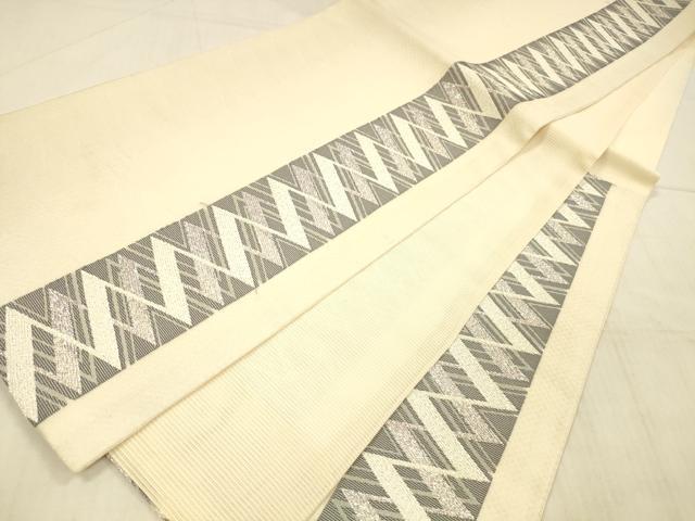 平和屋着物＊夏物 六通柄袋帯 抽象間道 銀糸 正絹 逸品 DAAX5692cm