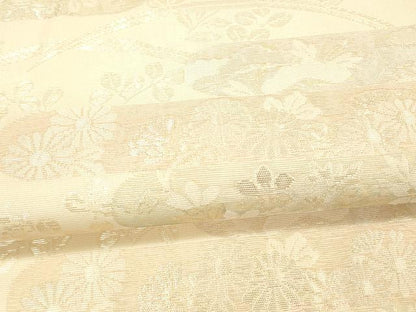 平和屋着物＊夏物 六通柄袋帯 草花文 金銀糸 正絹 逸品 DAAX5693cm