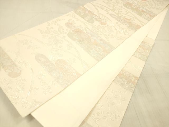 平和屋着物＊夏物 六通柄袋帯 草花文 金銀糸 正絹 逸品 DAAX5693cm