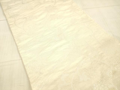 平和屋着物＊夏物 織物一筋名門 織悦 全通柄 本袋帯 草花文 銀糸 正絹 逸品 DAAX5694cm