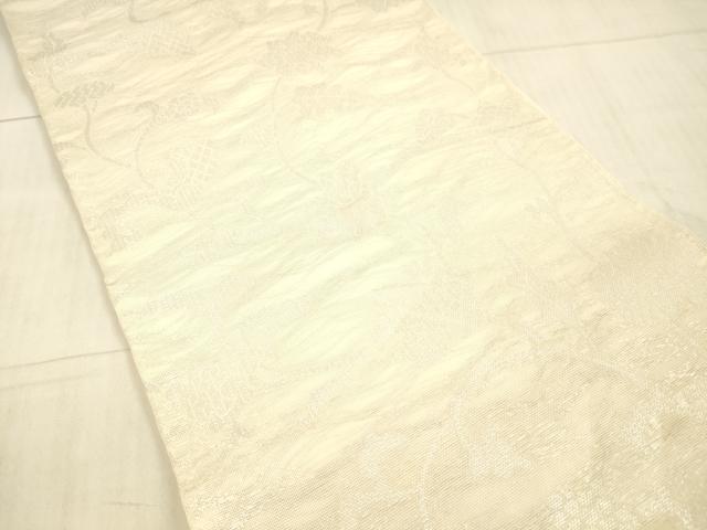 平和屋着物＊夏物 織物一筋名門 織悦 全通柄 本袋帯 草花文 銀糸 正絹 逸品 DAAX5694cm