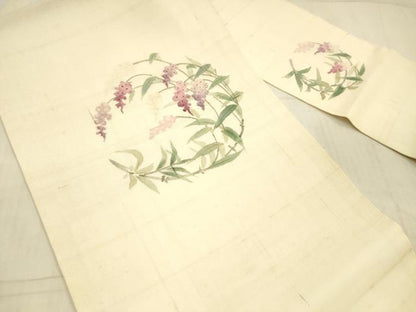 平和屋着物＊夏物 九寸名古屋帯 手描き 南天文 正絹 逸品 DAAX5696cm