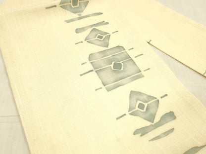 平和屋着物＊夏物 九寸名古屋帯 本ろう纈染 手描き 抽象文様 麻 逸品 DAAX5699cm