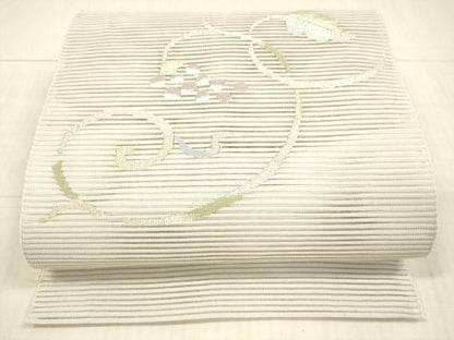 平和屋着物＊夏物 絽綴れ 八寸名古屋帯 葡萄蔦の葉文 金銀糸 正絹 逸品 DAAX5700cm