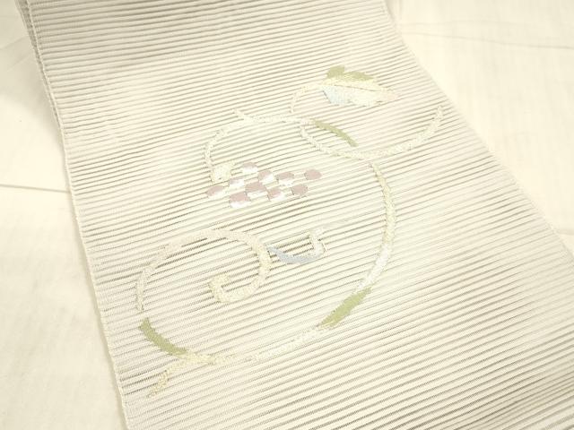 平和屋着物＊夏物 絽綴れ 八寸名古屋帯 葡萄蔦の葉文 金銀糸 正絹 逸品 DAAX5700cm