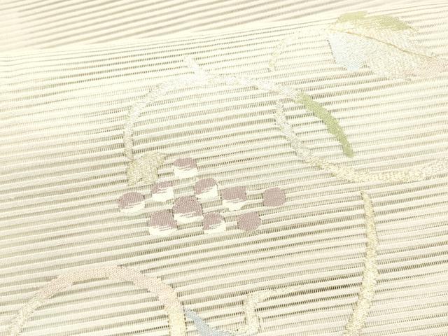 平和屋着物＊夏物 絽綴れ 八寸名古屋帯 葡萄蔦の葉文 金銀糸 正絹 逸品 DAAX5700cm