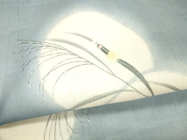 平和屋着物＊夏物 絹芭蕉 太鼓柄袋帯 草葉文 蛍 銀糸 正絹 逸品 DAAX5701cm