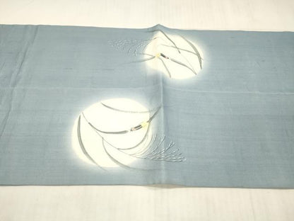 平和屋着物＊夏物 絹芭蕉 太鼓柄袋帯 草葉文 蛍 銀糸 正絹 逸品 DAAX5701cm