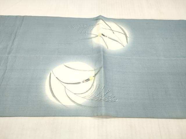 平和屋着物＊夏物 絹芭蕉 太鼓柄袋帯 草葉文 蛍 銀糸 正絹 逸品 DAAX5701cm